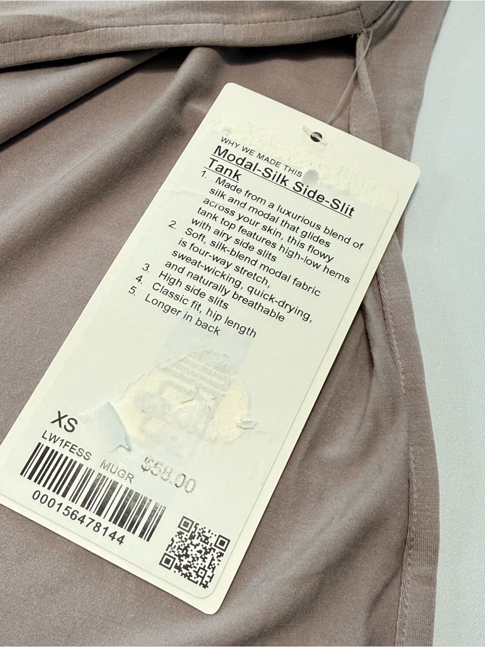 lululemon Modal Silk Side Slit Tank Mauve Dusk Pink Sleeveless Size XS - Picture 7 of 9